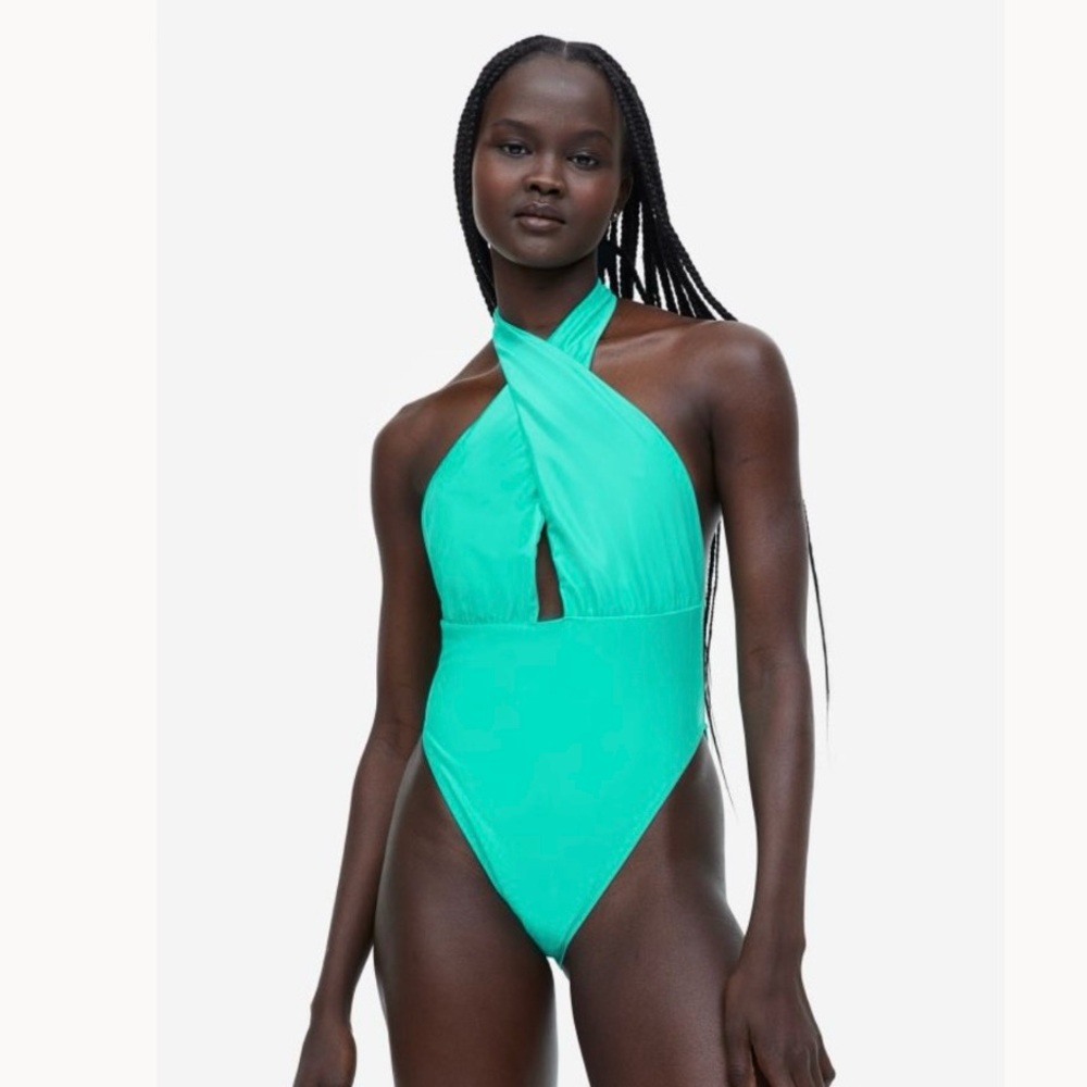 H&M Teal Halter One-Piece Swimsuit